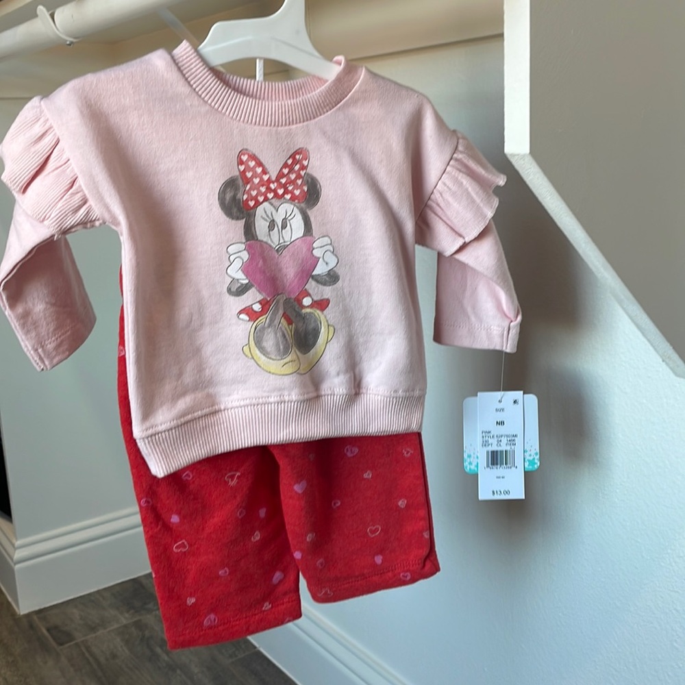 Baby Girls 2pc Minnie Mouse pants set size New born